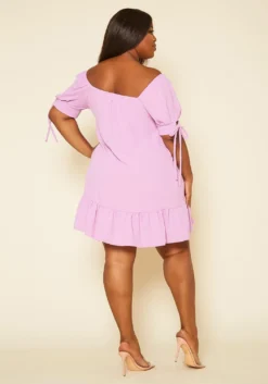 Plus Size Off Shoulder Ruffle Mini Dress -Asoph Fashion Shop 2020490 001 3