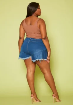 Plus Size Fit & Flare Denim Shorts -Asoph Fashion Shop 2020496 001 4