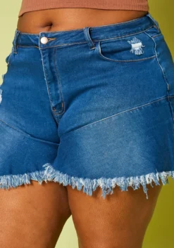 Plus Size Fit & Flare Denim Shorts -Asoph Fashion Shop 2020496 001 5
