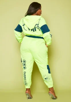 Plus Size Color Block Graphic Cropped Hoodie & Pants Set -Asoph Fashion Shop 2020500 001 4