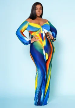 Plus Size Multicolor Wide Leg Jumpsuit