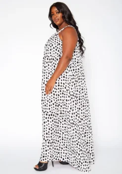 Plus Size Dotted Print Maxi Flare Dress -Asoph Fashion Shop 2020517 001 3