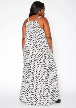 Plus Size Dotted Print Maxi Flare Dress -Asoph Fashion Shop 2020517 001 4