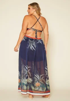Plus Size Tropical Cutout Maxi Dress -Asoph Fashion Shop 2020534 001 4