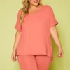 Plus Size V-Neck Tee Shirt & Biker Shorts Set