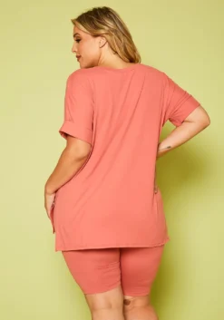 Plus Size V-Neck Tee Shirt & Biker Shorts Set -Asoph Fashion Shop 2020548 007 4