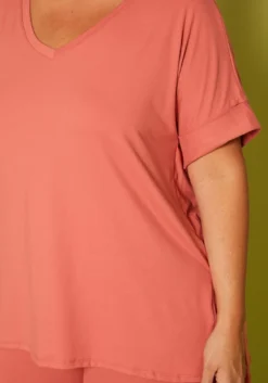 Plus Size V-Neck Tee Shirt & Biker Shorts Set -Asoph Fashion Shop 2020548 007 5