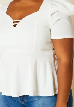 Plus Size Ruffle Sleeve Peplum Top -Asoph Fashion Shop 2020559 002 5