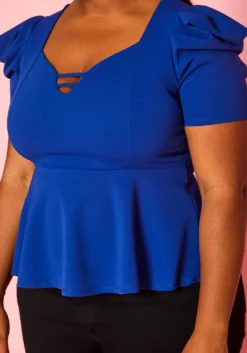 Plus Size Ruffle Sleeve Peplum Top -Asoph Fashion Shop 2020559 003 6