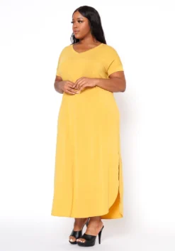 Plus Size V-Neck Slit Maxi Dress -Asoph Fashion Shop 2020563 007 2