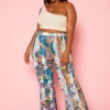 Plus Size Mesh Ruffle Wide Leg Pants