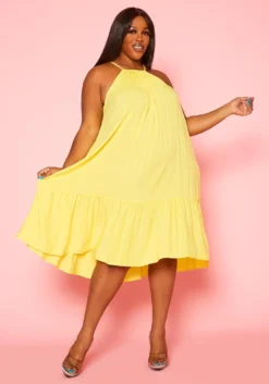 Plus Size Halter Top Tiered Dress