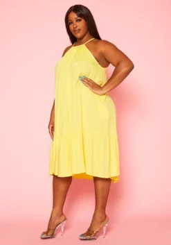 Plus Size Halter Top Tiered Dress -Asoph Fashion Shop 2020586 002 3