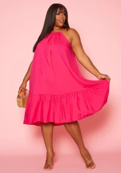 Plus Size Halter Top Tiered Dress