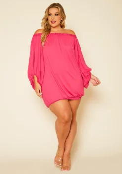 Plus Size Oversized Off Shoulder Mini Dress