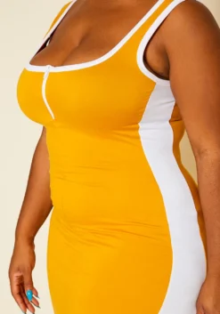 Plus Size Tape Striped Side Maxi Dress -Asoph Fashion Shop 2020588 004 6