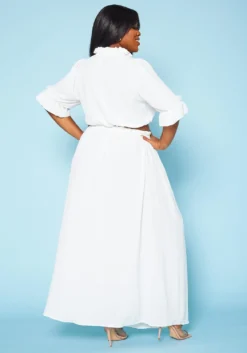 Plus Size Ruffled Mock Neck Crop Top & Maxi Skirt Set -Asoph Fashion Shop 2020589 002 4