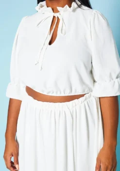 Plus Size Ruffled Mock Neck Crop Top & Maxi Skirt Set -Asoph Fashion Shop 2020589 002 5