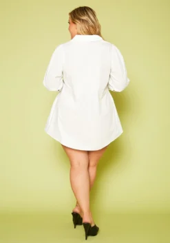 Plus Size Collar Neck Front Tie Mini Dress -Asoph Fashion Shop 2020591 001 4