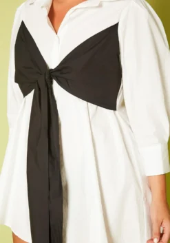 Plus Size Collar Neck Front Tie Mini Dress -Asoph Fashion Shop 2020591 001 5