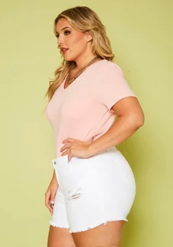 Plus Size Distressed Denim Shorts -Asoph Fashion Shop 2020606 002 3