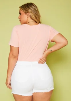 Plus Size Distressed Denim Shorts -Asoph Fashion Shop 2020606 002 4