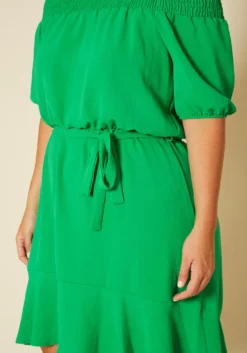 Plus Size Shirred Off Shoulder High Low Dress -Asoph Fashion Shop 2020609 001 5