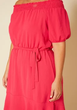 Plus Size Shirred Off Shoulder High Low Dress -Asoph Fashion Shop 2020609 002 5