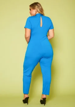 Plus Size Solid Cross Front Jumpsuit -Asoph Fashion Shop 2020614 001 4