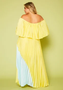 Plus Size Two Tone Pleated Asymmetrical Maxi Dress -Asoph Fashion Shop 2020620 001 6