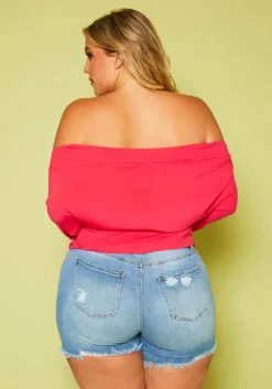 Plus Size Off Shoulder Front Twist Top -Asoph Fashion Shop 2020621 001 5