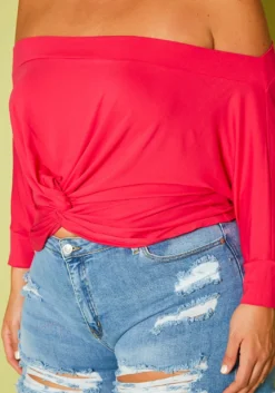 Plus Size Off Shoulder Front Twist Top -Asoph Fashion Shop 2020621 001 6