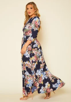 Plus Size Floral Print Fit & Flare Maxi Dress -Asoph Fashion Shop 2020623 001 3