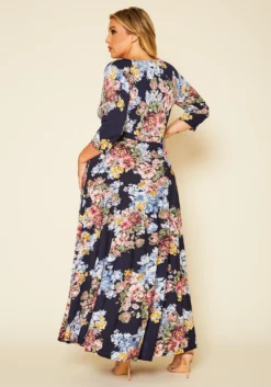 Plus Size Floral Print Fit & Flare Maxi Dress -Asoph Fashion Shop 2020623 001 4