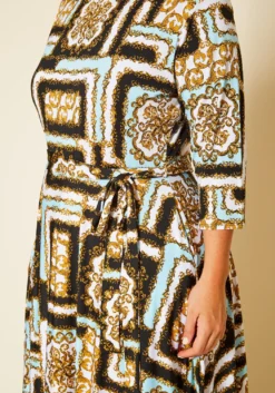 Plus Size Damask Print Fit & Flare Maxi Dress -Asoph Fashion Shop 2020624 001 5