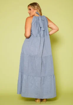 Plus Size Halter Neck Flare Maxi Dress 8 Plus Size Halter Neck Flare Maxi Dress -Asoph Fashion Shop 2020627 001 4