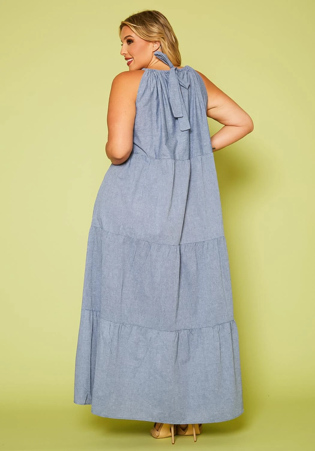 Plus Size Halter Neck Flare Maxi Dress 4 Plus Size Halter Neck Flare Maxi Dress - Image 4