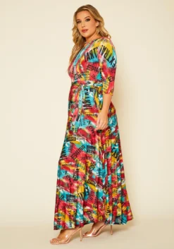 Plus Size Graphic Print Fit & Flare Maxi Dress -Asoph Fashion Shop 2020628 001 3
