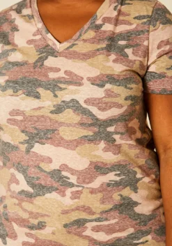 Plus Size V-Neck Camo Pattern Shirt -Asoph Fashion Shop 2020633 001 4
