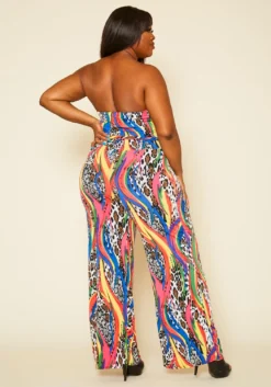 Plus Size Leopard Print Mix Jumpsuit -Asoph Fashion Shop 2020644 001 3