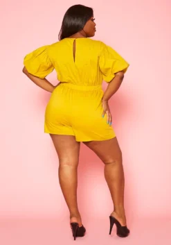 Plus Size Balloon Sleeve Romper -Asoph Fashion Shop 2020645 002 4