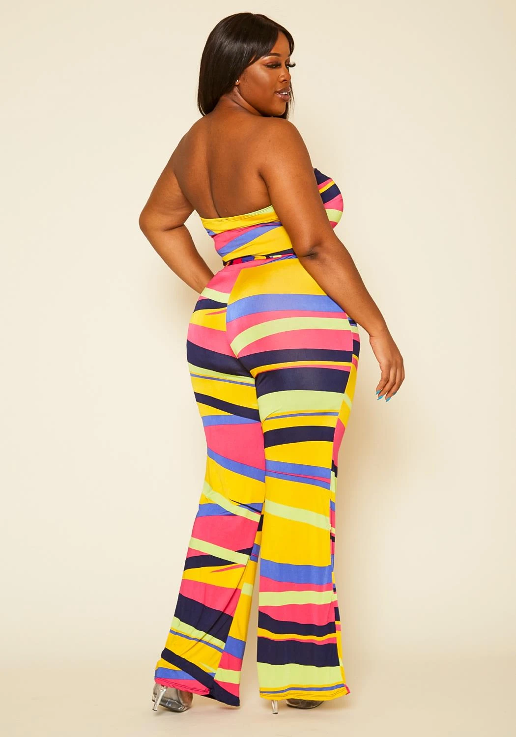 Plus Size Abstract Color Print Mix Jumpsuit 4 Plus Size Abstract Color Print Mix Jumpsuit - Image 4