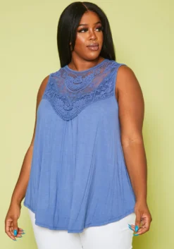 Plus Size Lace Hem Flare Top