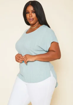 Plus Size Ribbed Dolman Sleeve Top -Asoph Fashion Shop 2020696 001 2