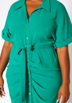 Plus Size High Low Ruched Collar Dress -Asoph Fashion Shop 2020702 003 5