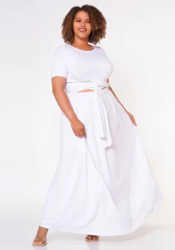 Plus Size Crop Top & Maxi Skirt Set