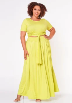 Plus Size Crop Top & Maxi Skirt Set -Asoph Fashion Shop 2020732 006 3