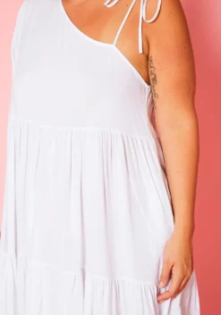 Plus Size One Sleeve Ruffle Flare Mini Dress -Asoph Fashion Shop 2020754 001 5