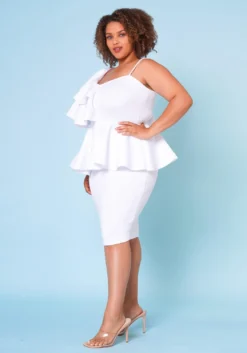 Plus Size Ruffle One Sleeve Peplum Dress -Asoph Fashion Shop 2020755 004 2