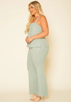 Plus Size Ribbed Tank Top & Wide Leg Pants Set -Asoph Fashion Shop 2020756 001 2